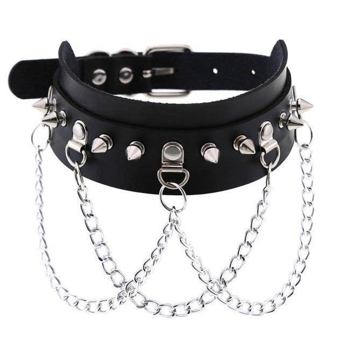 Moda Gothic Punk Spikes and Chains Choker Necklace – ROCK 'N DOLL