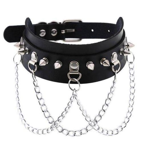 Gothic Punk Spikes and Chains Choker Necklace – ROCK 'N DOLL