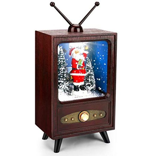Yideng Globo de Nieve de Navidad Santa TV Retro