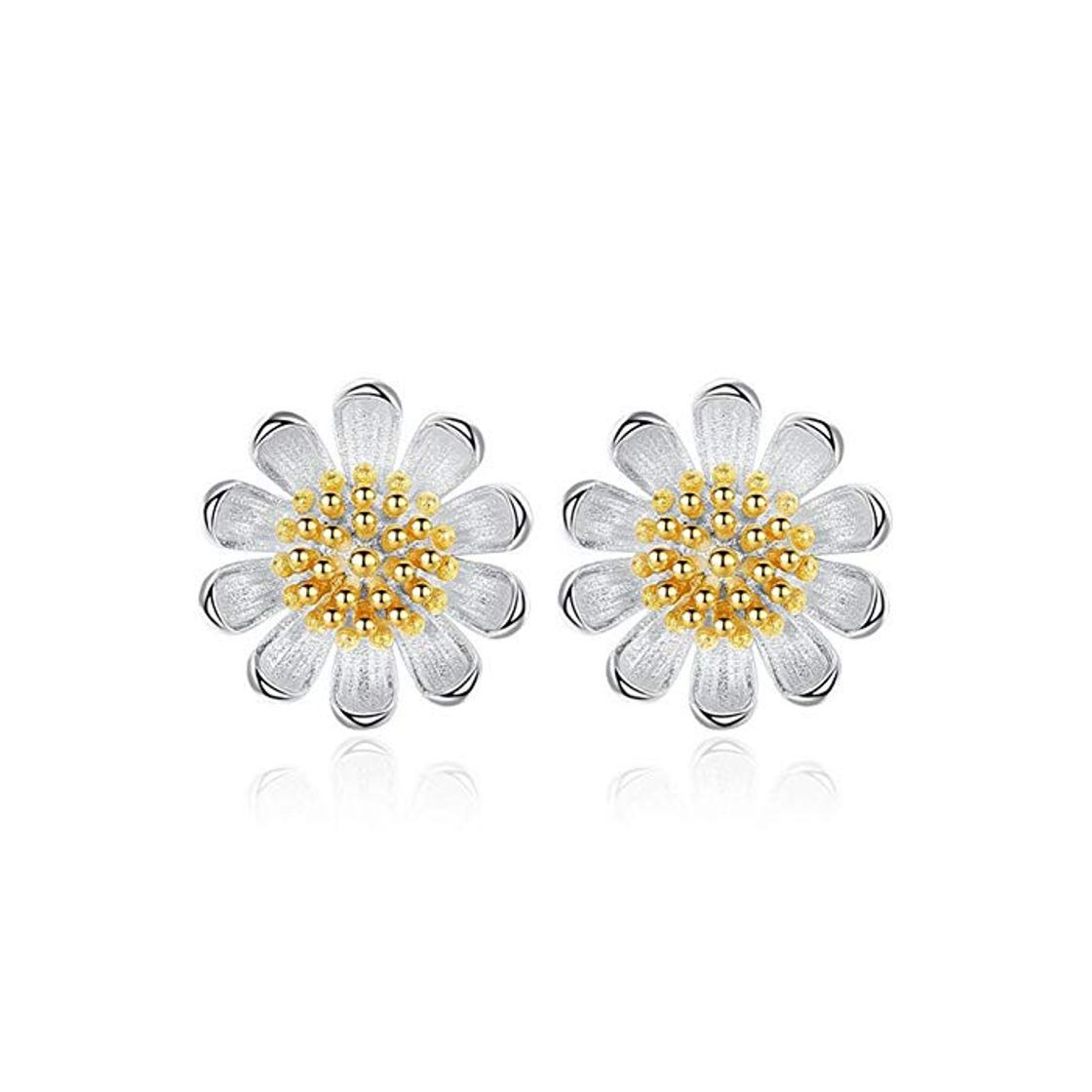 Moda HCBYJ Prata esterlina Girassol - Pendientes de Plata de Ley 925