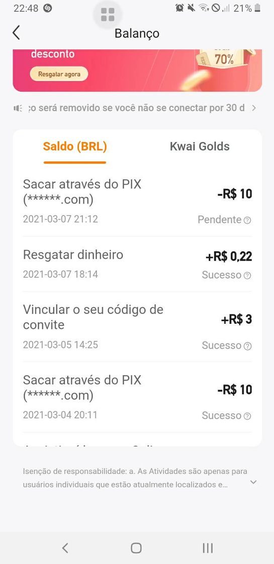 Aplicaciones Ganhei um dinheirinho extra nesse app, quem puder ajudar