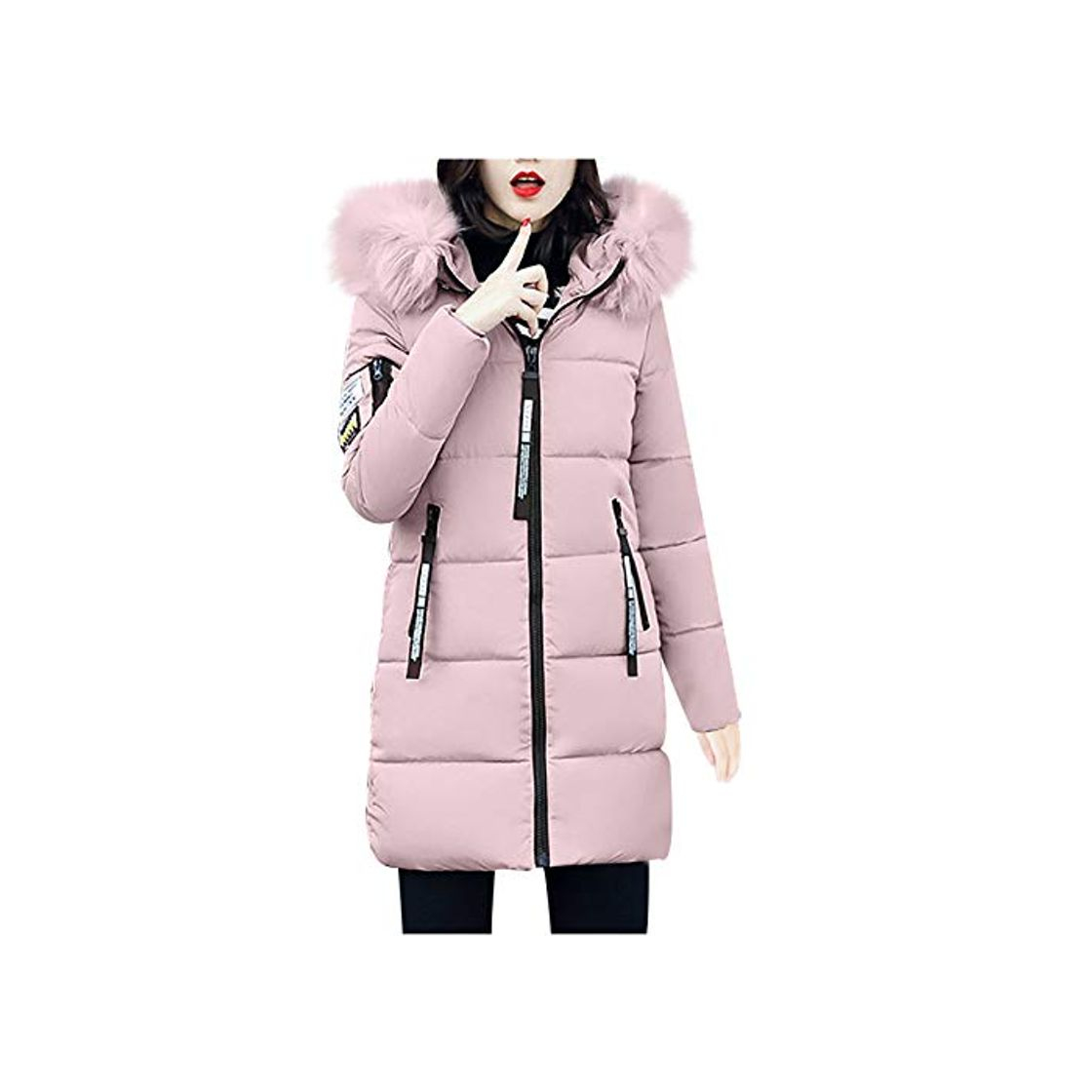 Fashion Invierno Slim Abrigo con Capucha Acolchado Chaqueta Largo con Capucha para Mujer