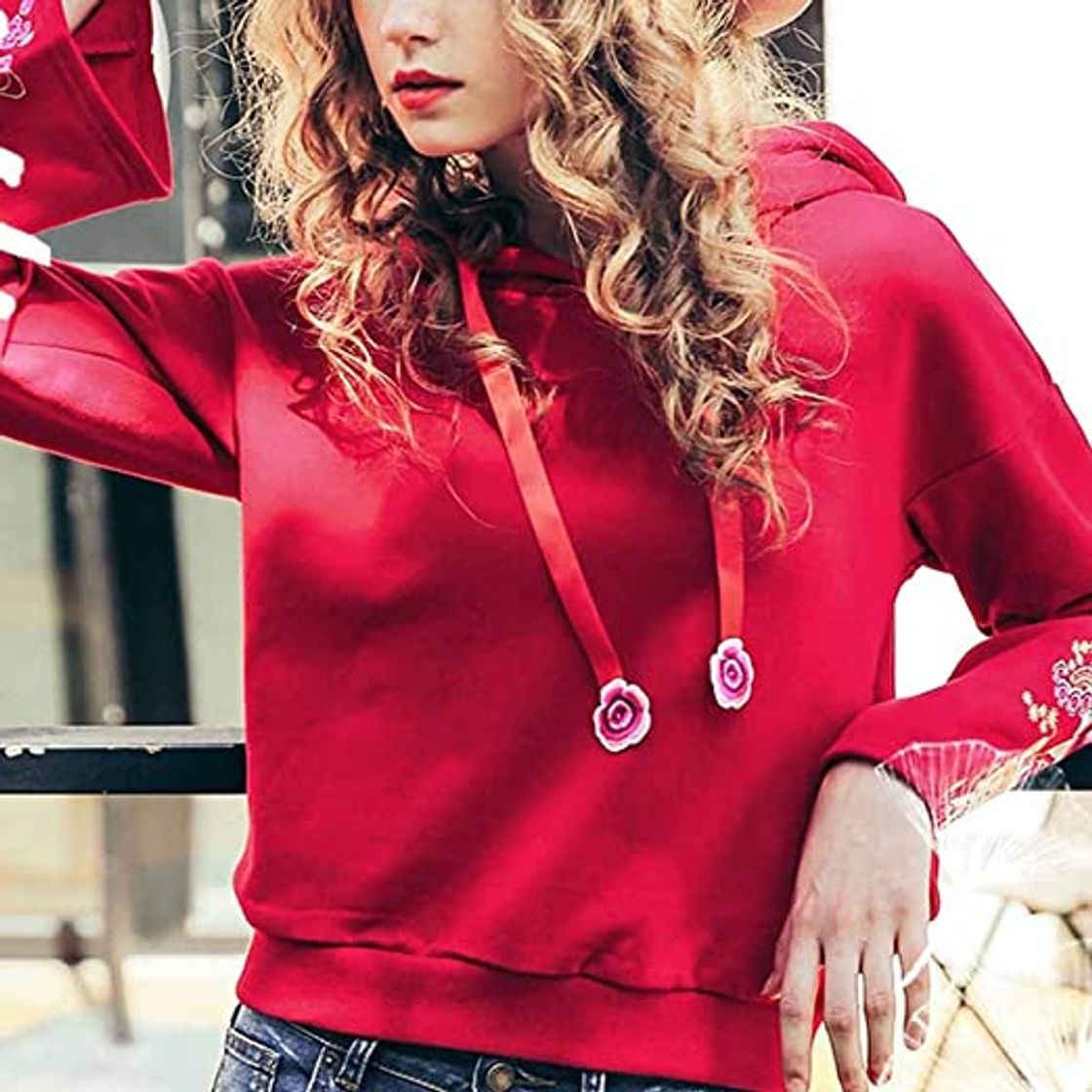 Social ZJSWCP Sudadera Mujeres con Capucha Color Puro Camisa con Cuello en v