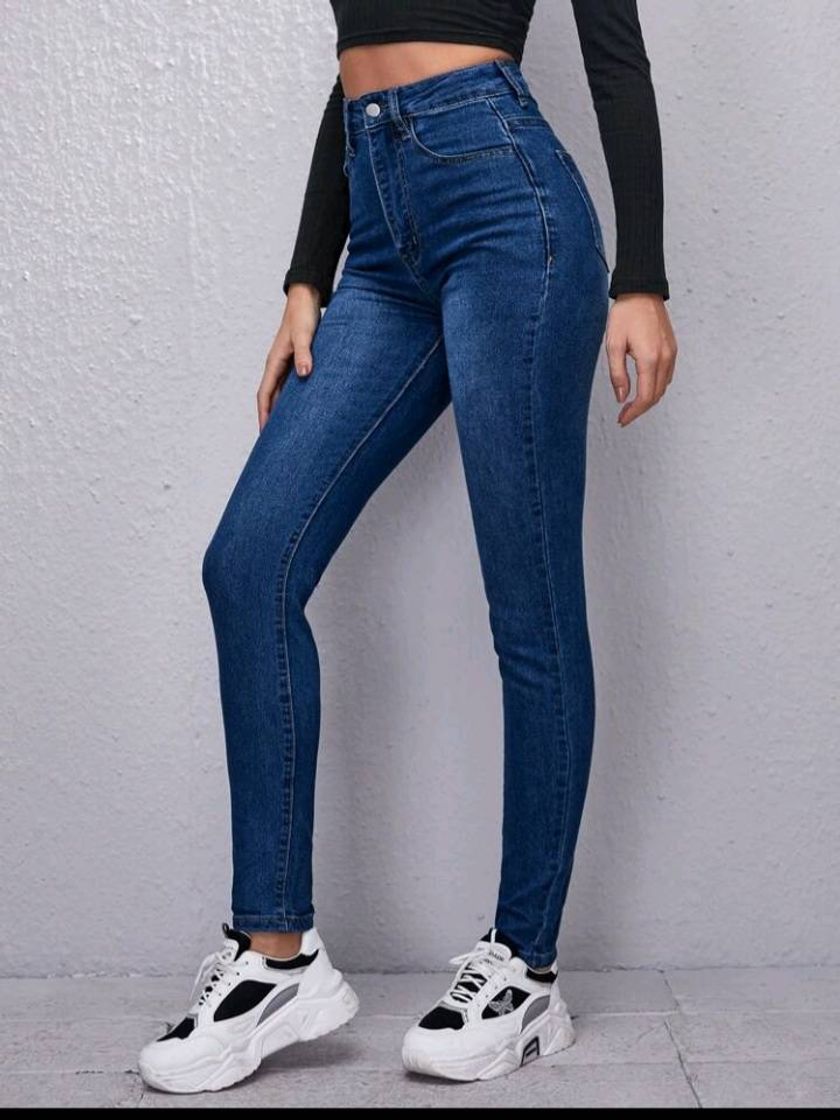 Moda Botão simples ocasional jeans
