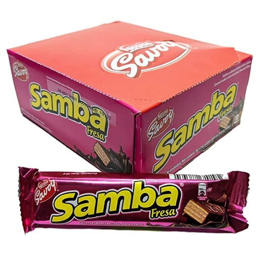 Nestlé SAVOY SAMBA Fresa, Galleta Cubierta de Chocolate Rellena de Crema sabor