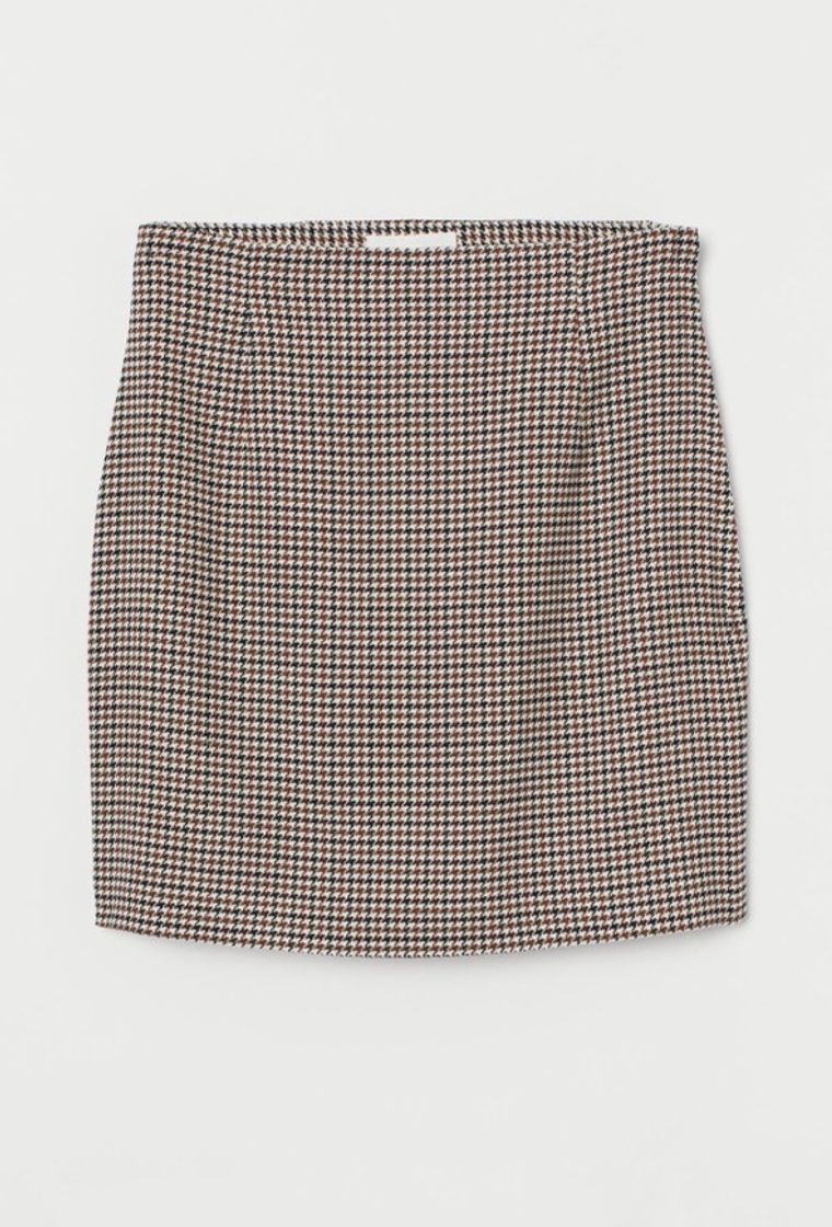 Moda Saia curta - Castanho/Pied-de-poule - SENHORA