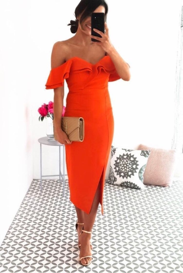 Product Orange midi dress