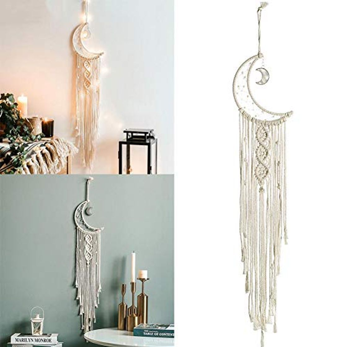 Producto Teabelle Tapiz Elegante Bohemio para Colgar en la Pared Mandala Luna atrapasueños Macrame de la Pared Tapices Tejidos de Punto Boho Decoración del hogar