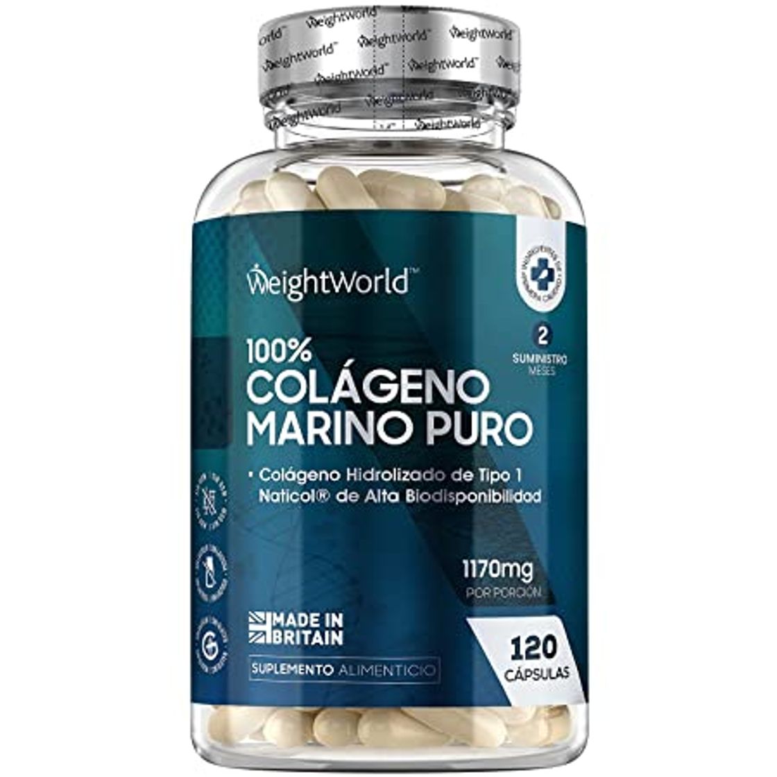 Producto Colágeno Hidrolizado Marino Dosis Alta de 1170 mg 120 Cápsul