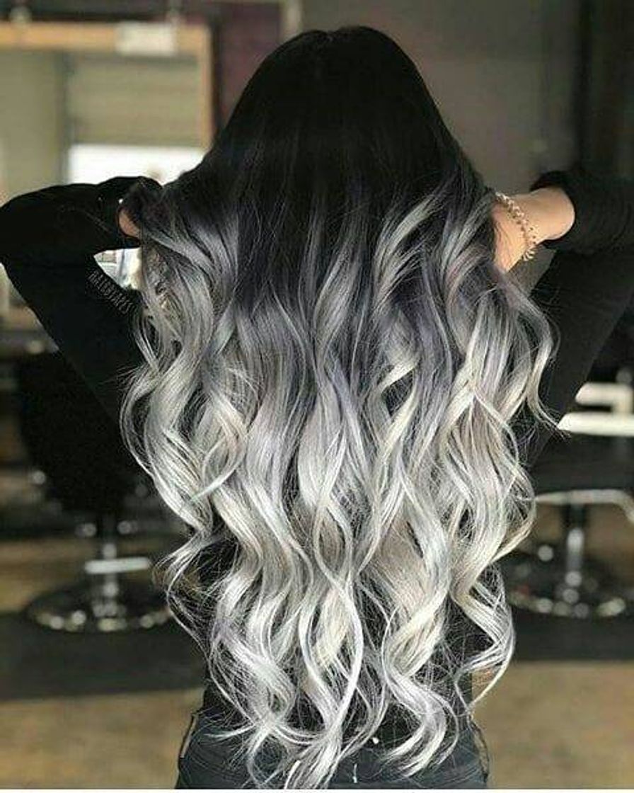 Fashion Ombré hair cinza/branco