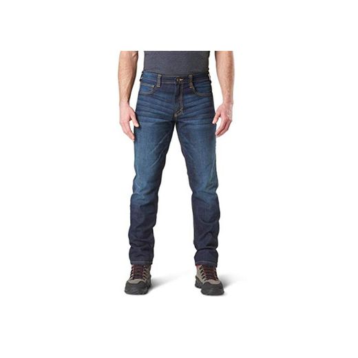 5.11 Defender-Flex Jean-Slim - Pantalones Vaqueros para Hombre Azul Lavado Oscuro índigo