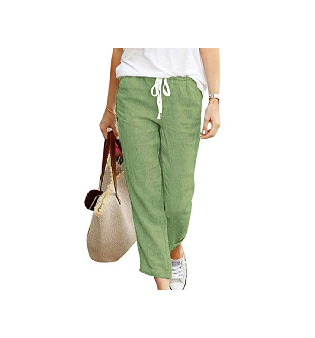 Moda Tomwell Pantalones Verano Mujer Cintura Alta Pantalones 7