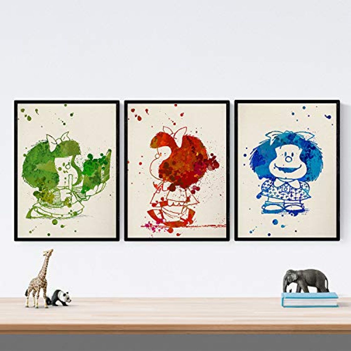 Home Nacnic Set de 3 láminas para enmarcar Mafalda Estilo Acuarela. Posters con