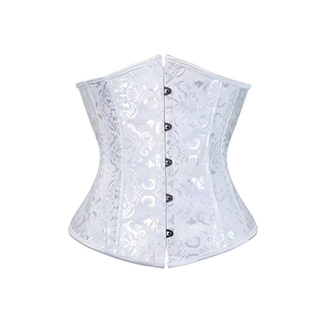 Fashion Corset Underbust Corsé Bustier con un Brocado de Filigranas Bajo Pecho Acero Espiral Blanco S