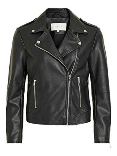 Vila Clothes Vicara Faux Leather Jacket-Noos Chaqueta, Negro