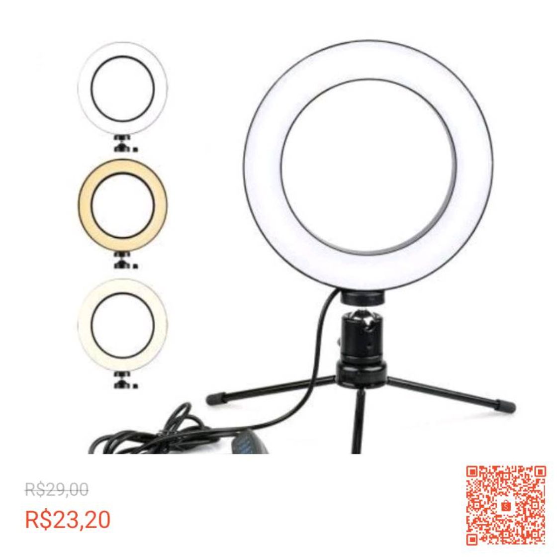 Fashion Ring Light Led Mesa Iluminador Pequena Tripé 6 Polegada 16cm