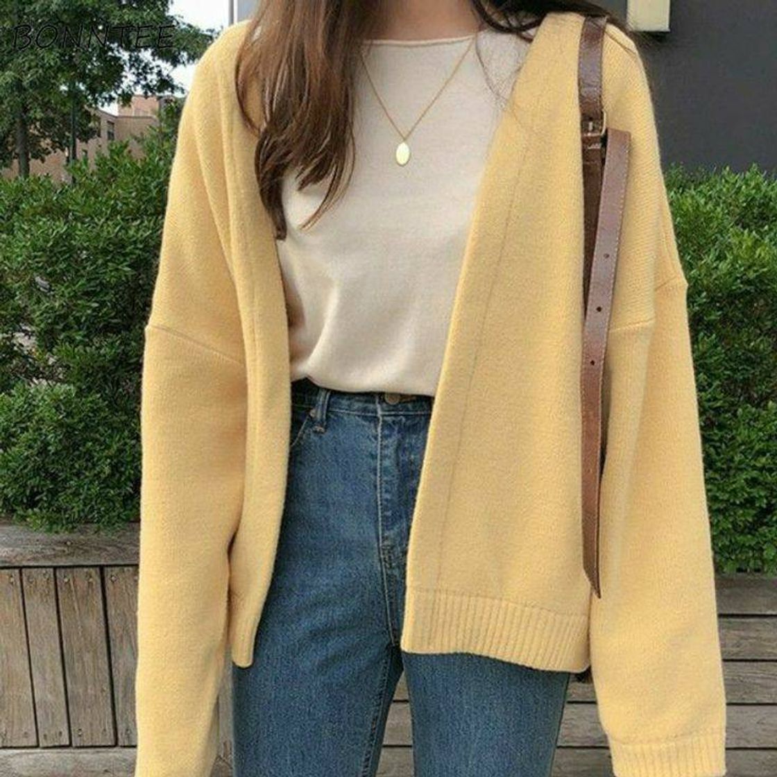 Fashion Yellow cardigan