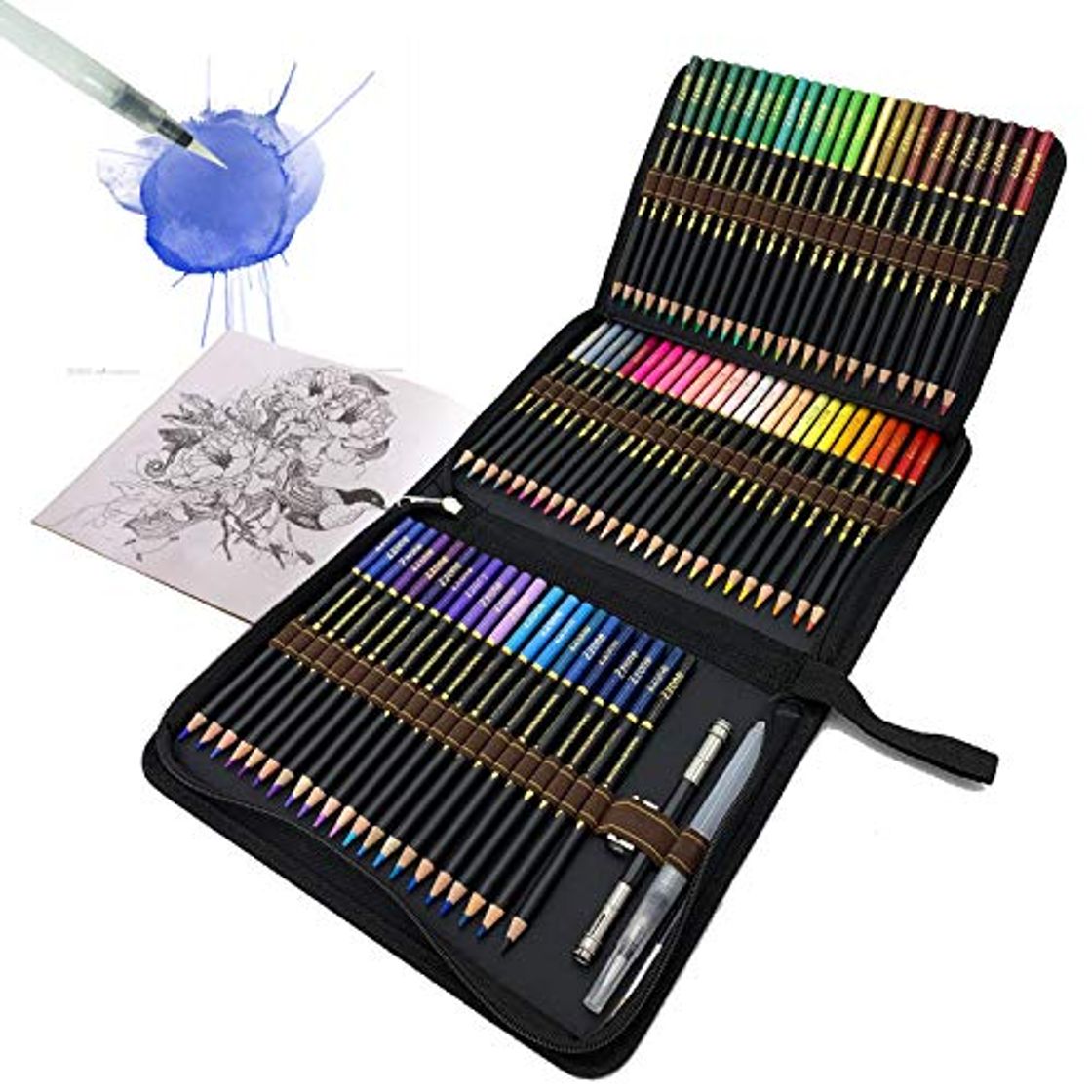 Social 72 Lápices de Colores Acuarelables en estuche con cremallera para obtener grandes
