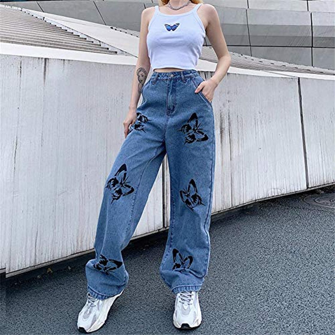 Moda FCWJHNTSL Nuevo Verano Vintage Jeans Mujer Pantalones Largos Vaquero Mujer Suelta Streetwear