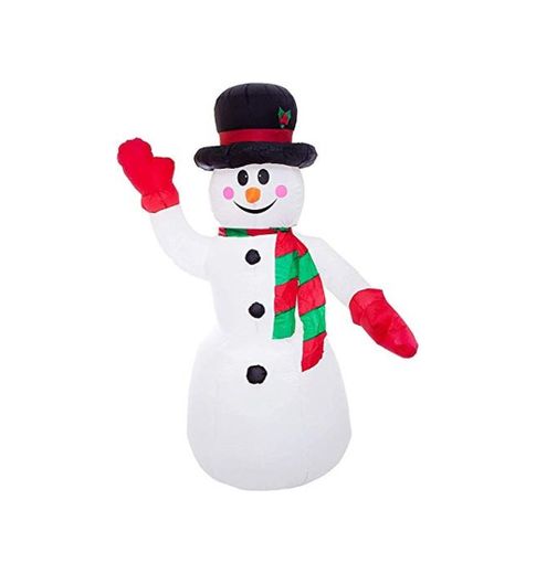 KLYJ LED iluminado muñeco de nieve inflable con sombrero auto infla para heladas vacaciones patio decoración al aire libre