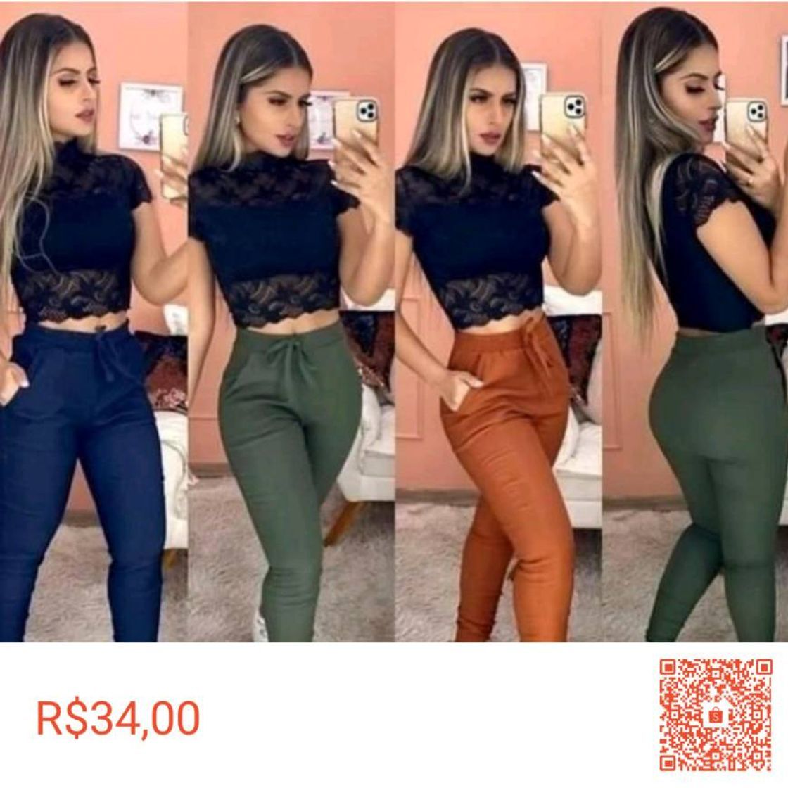 Moda Calça Jogger Feminina Bengaline