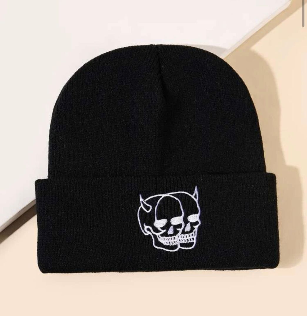 Fashion Gorro doble calavera con cuernos 