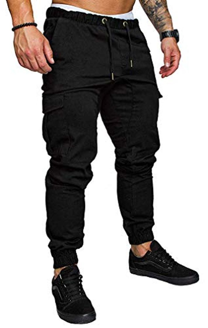 Moda Socluer Hombre Pantalones de Carga Deportiva de Talla Grande Pantalones Largo con Bolsillos Pantalones Cinturón de Cintura elástico Casuales Pantalones