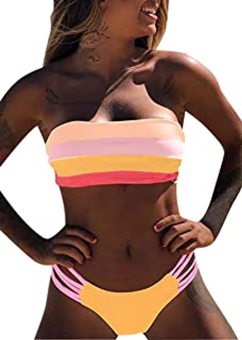 JFan Mujer Traje de Baño Bikini Punto de Onda Ruffle Conjunto de