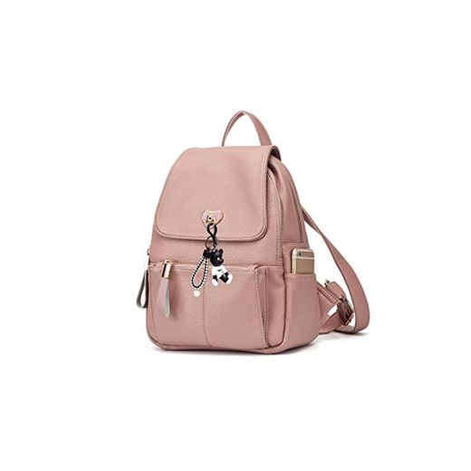 DEERWORD Para mujer Bolsos mochila Bolsos bandolera Carteras de mano Mochila escolar Bolsa para portátil Cuero Raíz De Loto Rosa