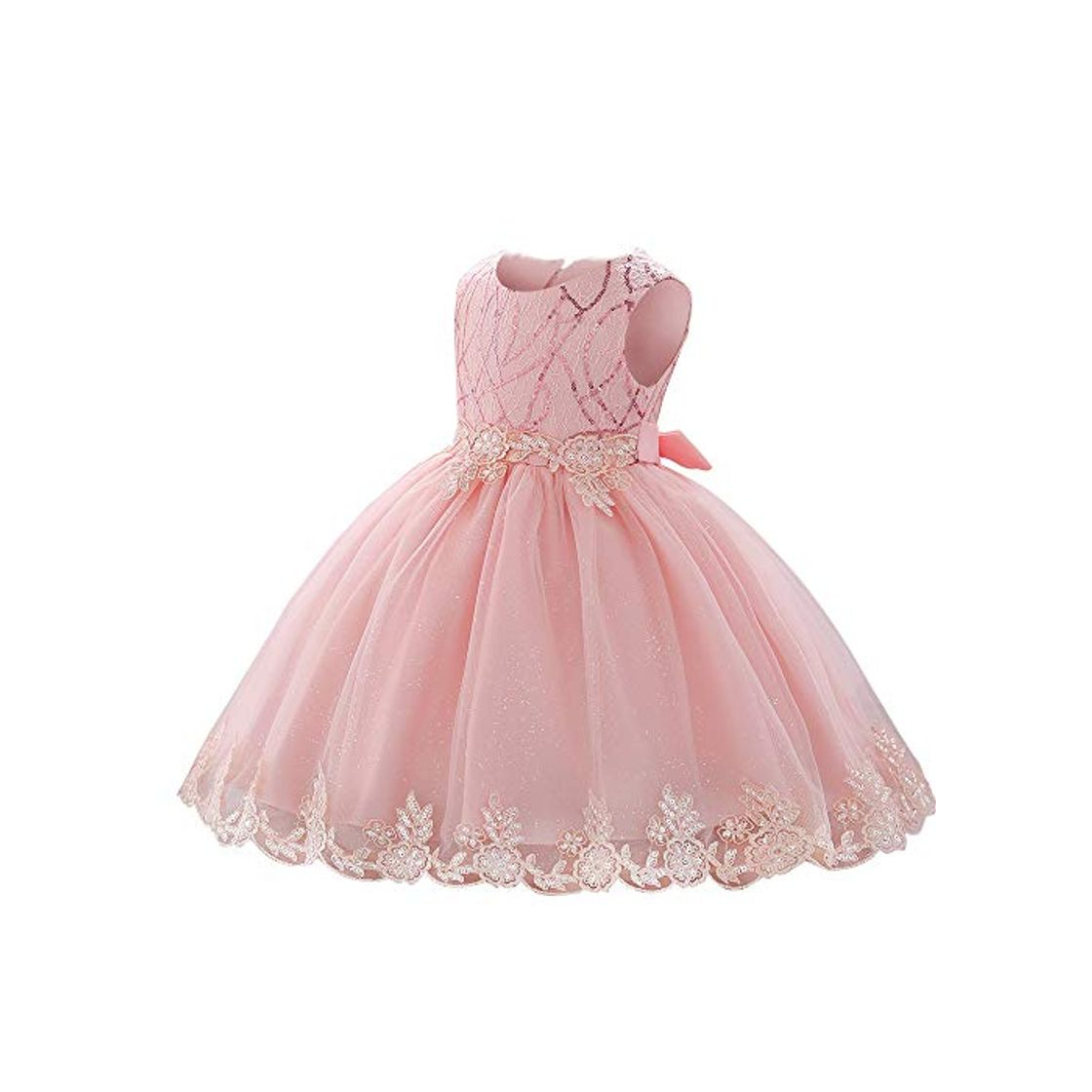 Moda Vestido de Encaje para bebés y niños niñas Primer Bautismo Bordado Elegante Fiesta de Bodas Flor Vestidos de Dama de Honor