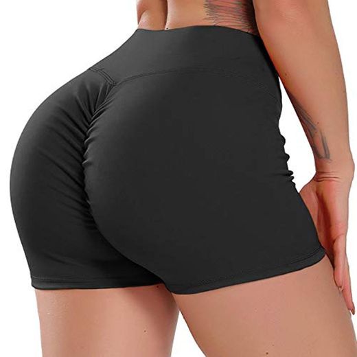 FITTOO Pantalones Cortos Leggings Mujer Mallas Yoga Alta Cintura Elásticos Transpirables #1 Negro M