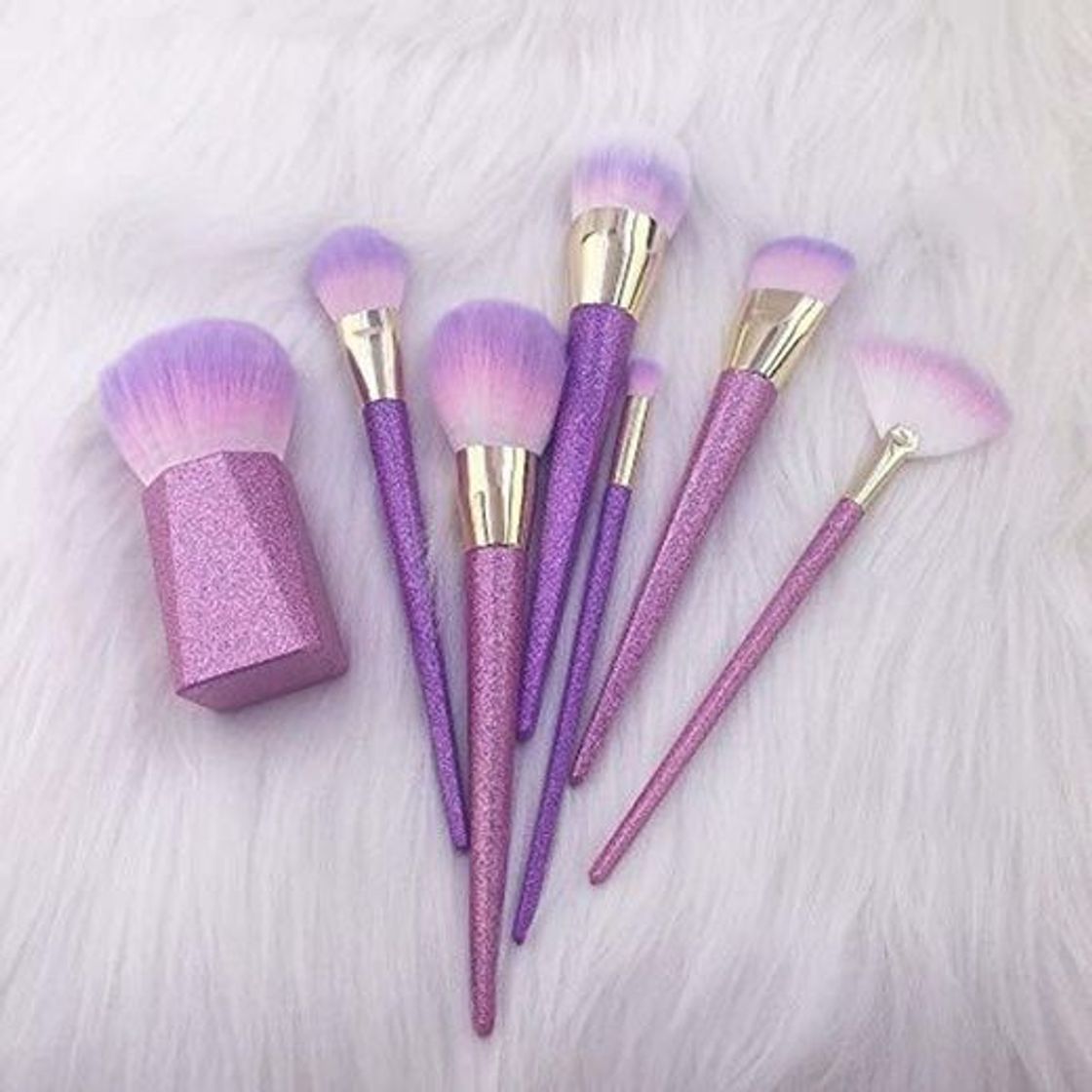Social JUJA Pincel de Maquillaje Set Unicorn Rainbow Chromed Foundation Kabuki Powder Blusher