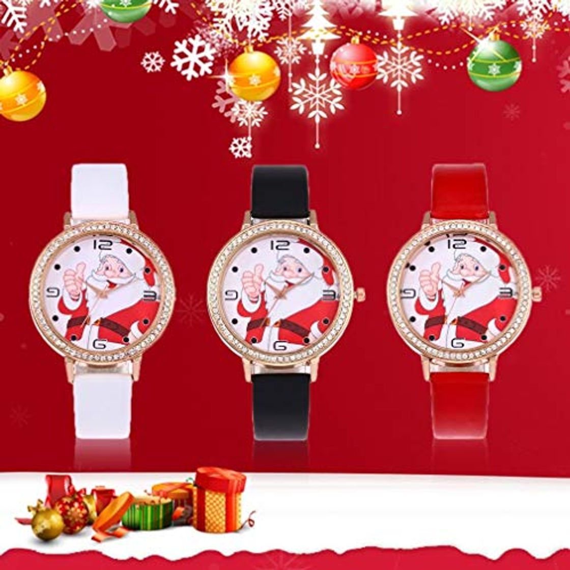 Social Hemore - Reloj de pulsera con diseño de Papá Noel y cuarzo