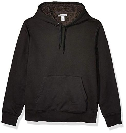 Amazon Essentials Sherpa Lined Pullover Hoodie Sweatshirt Fashion-Sweatshirts, Negro, US