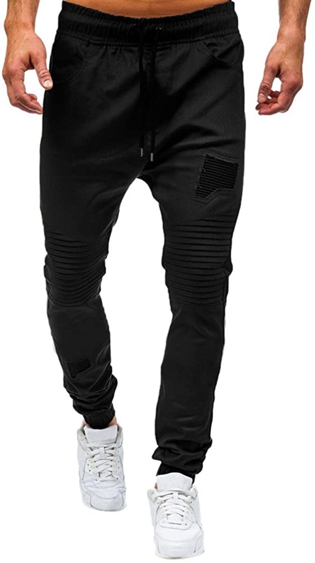 Fashion LANSKIRT_Pantalones de Trabajo Hombre Pantalones Deportivos con Cremallera y Bolsillos de Joggers