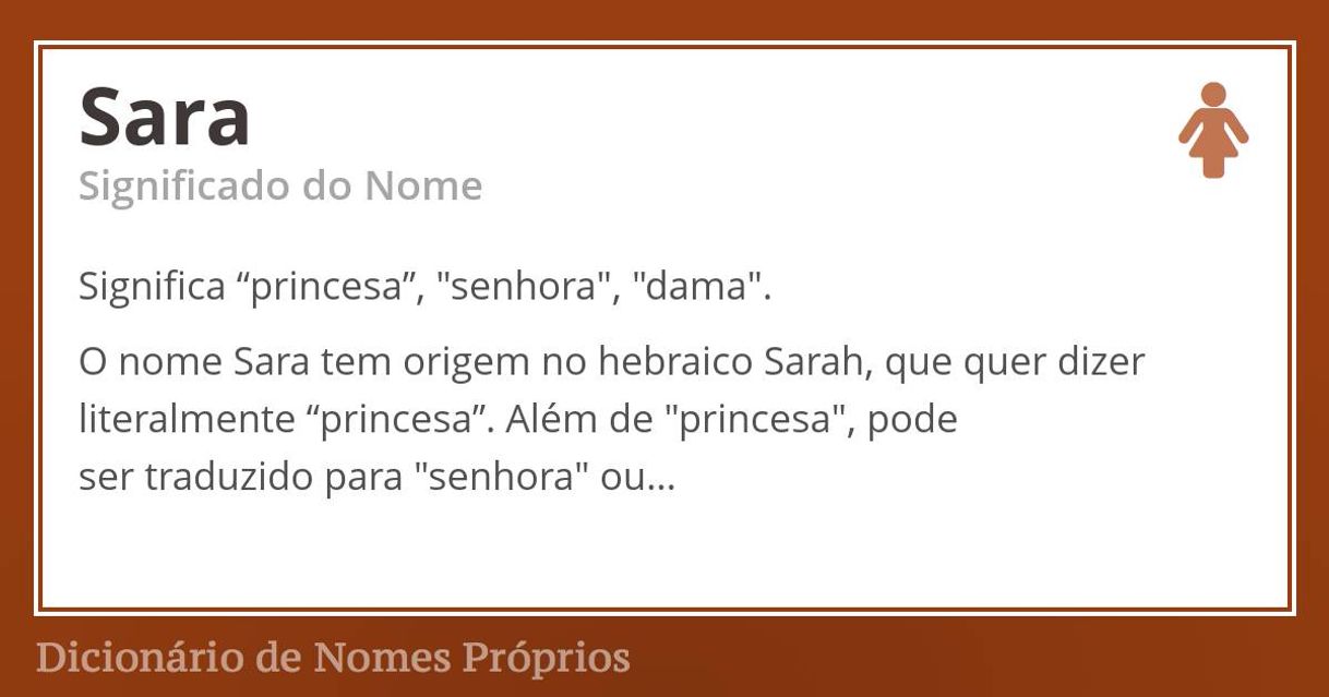 Moda Significado do nome Sara - Dicionário de Nomes Próprios