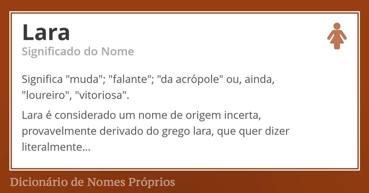 Moda Significado do nome Lara - Dicionário de Nomes Próprios