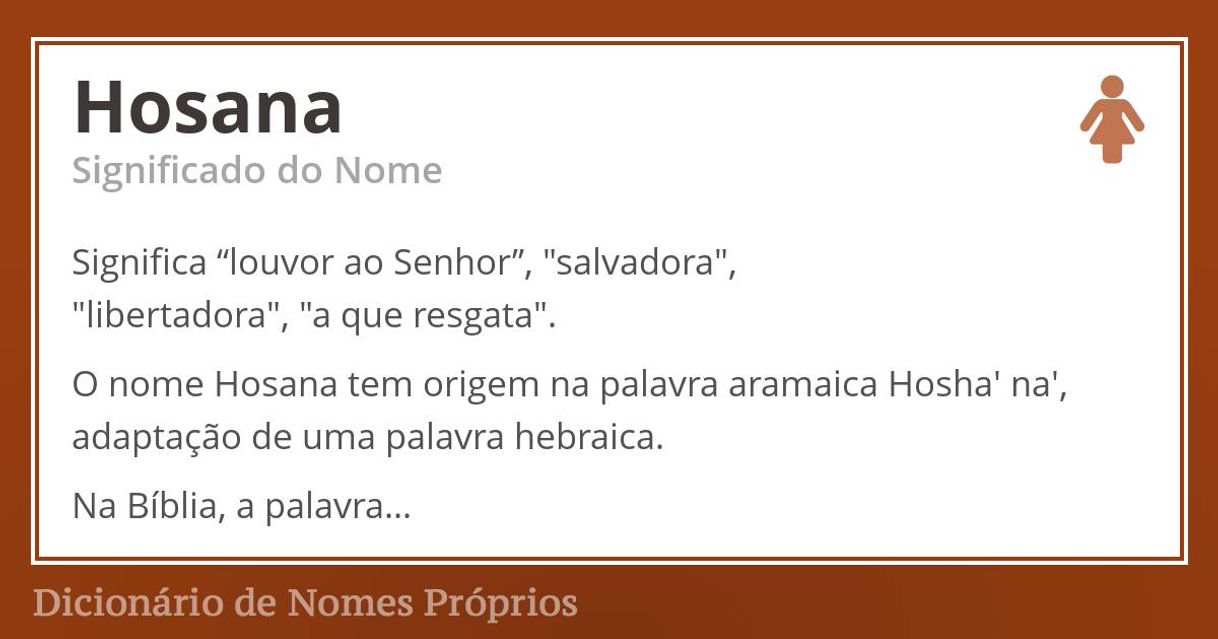 Moda Significado do nome Hosana - Dicionário de Nomes Próprios