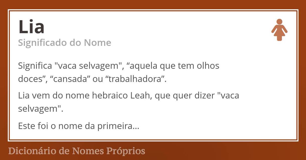 Moda Significado do nome Lia - Dicionário de Nomes Próprios