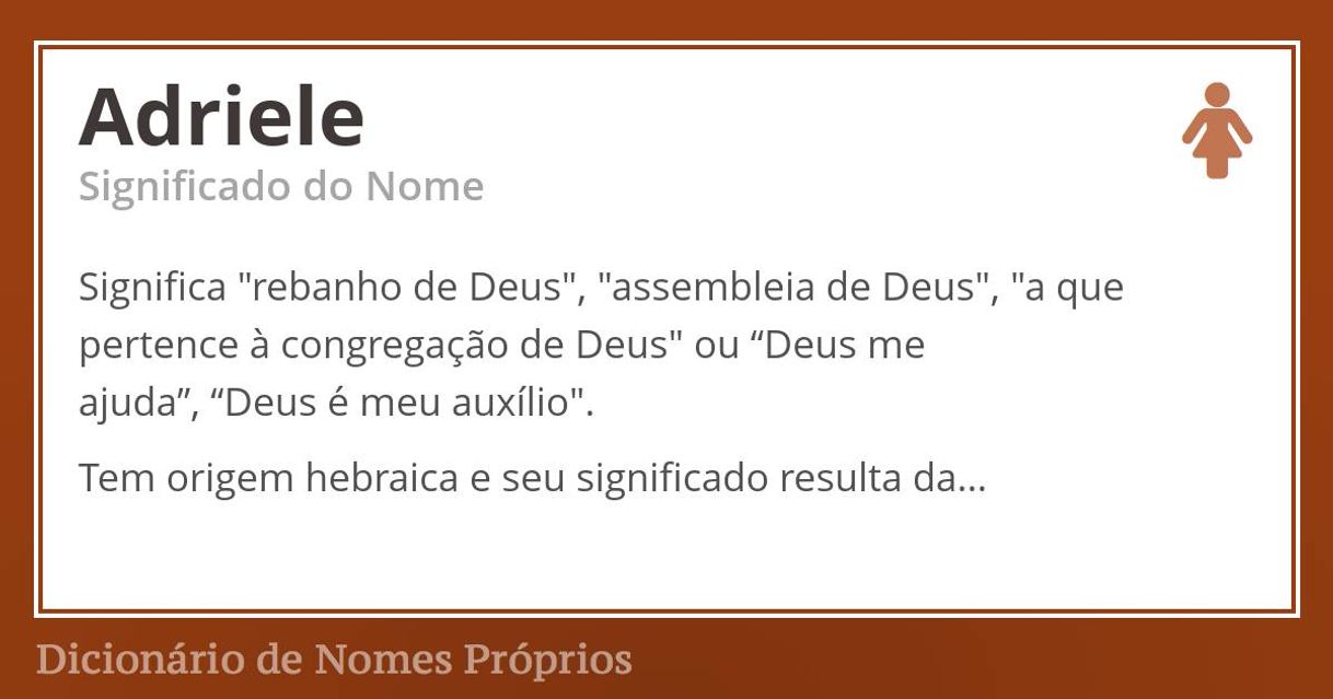 Moda Significado do nome Adriele - Dicionário de Nomes Próprios