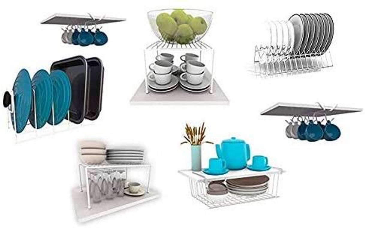 Moda Kit Organizador de Armário para Cozinha - 7 Peças (Branco)

