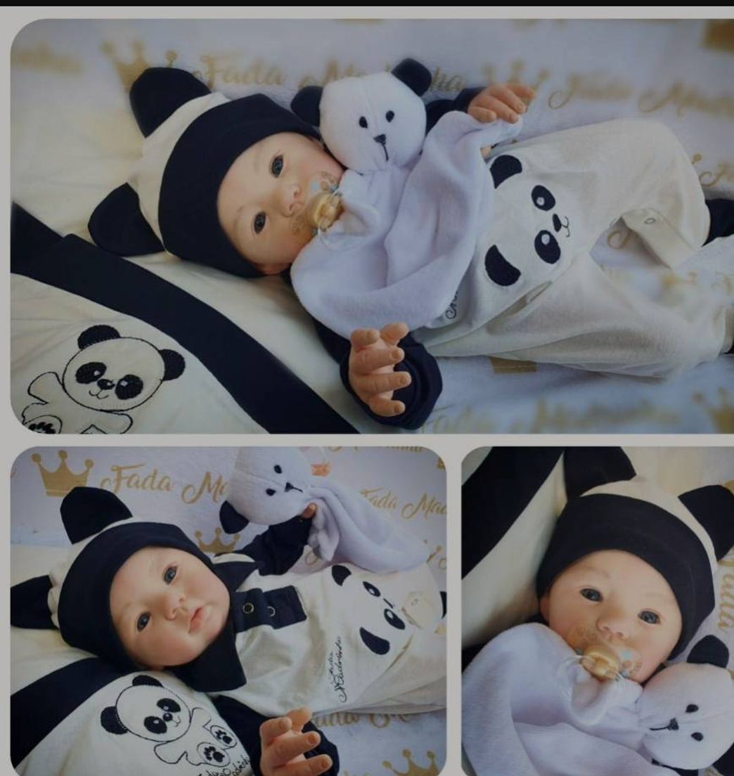 Moda Bebe Reborn Menino Panda Bege


