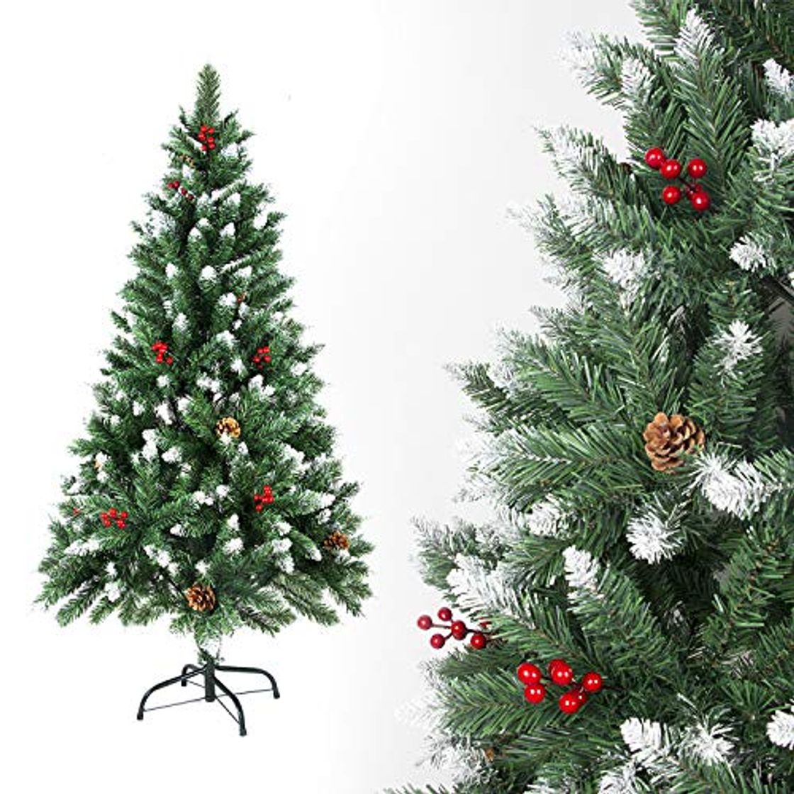 Products SunJas Árbol de Navidad Artificial Pino Material PVC, con Blanco Nevado, Frutos