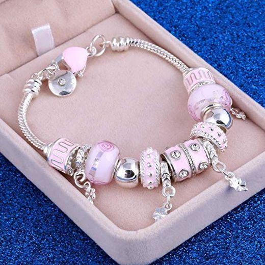 Rosa de Cristal Pulseras y brazaletes para Mujeres con Aliexpress Murano Pulsera de Plata de Plata del Encanto