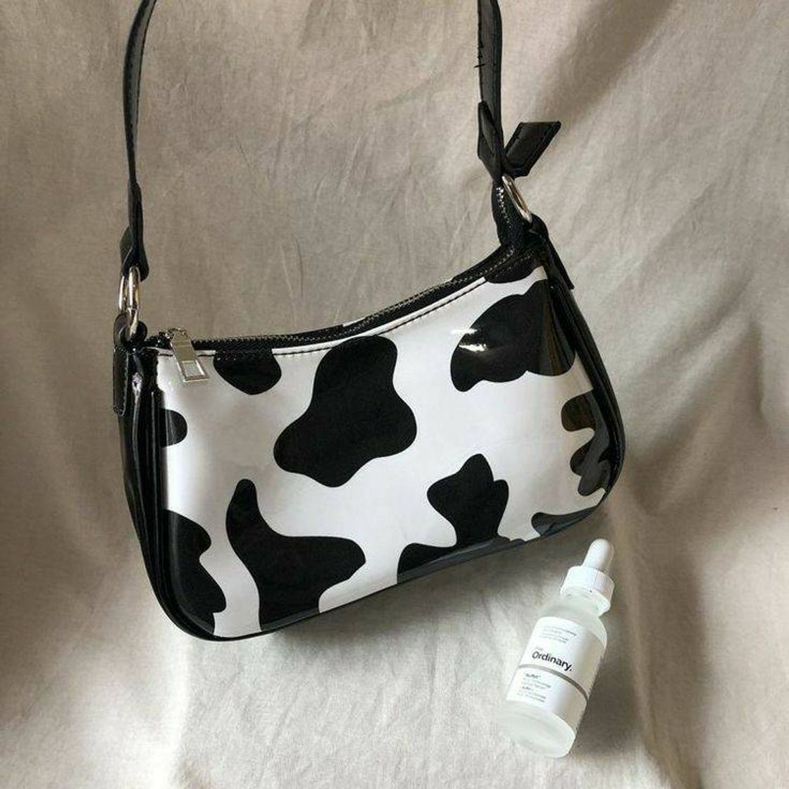 Moda bolsa de ombro baguete retrô com estampa de vaca 🌟 🐄 