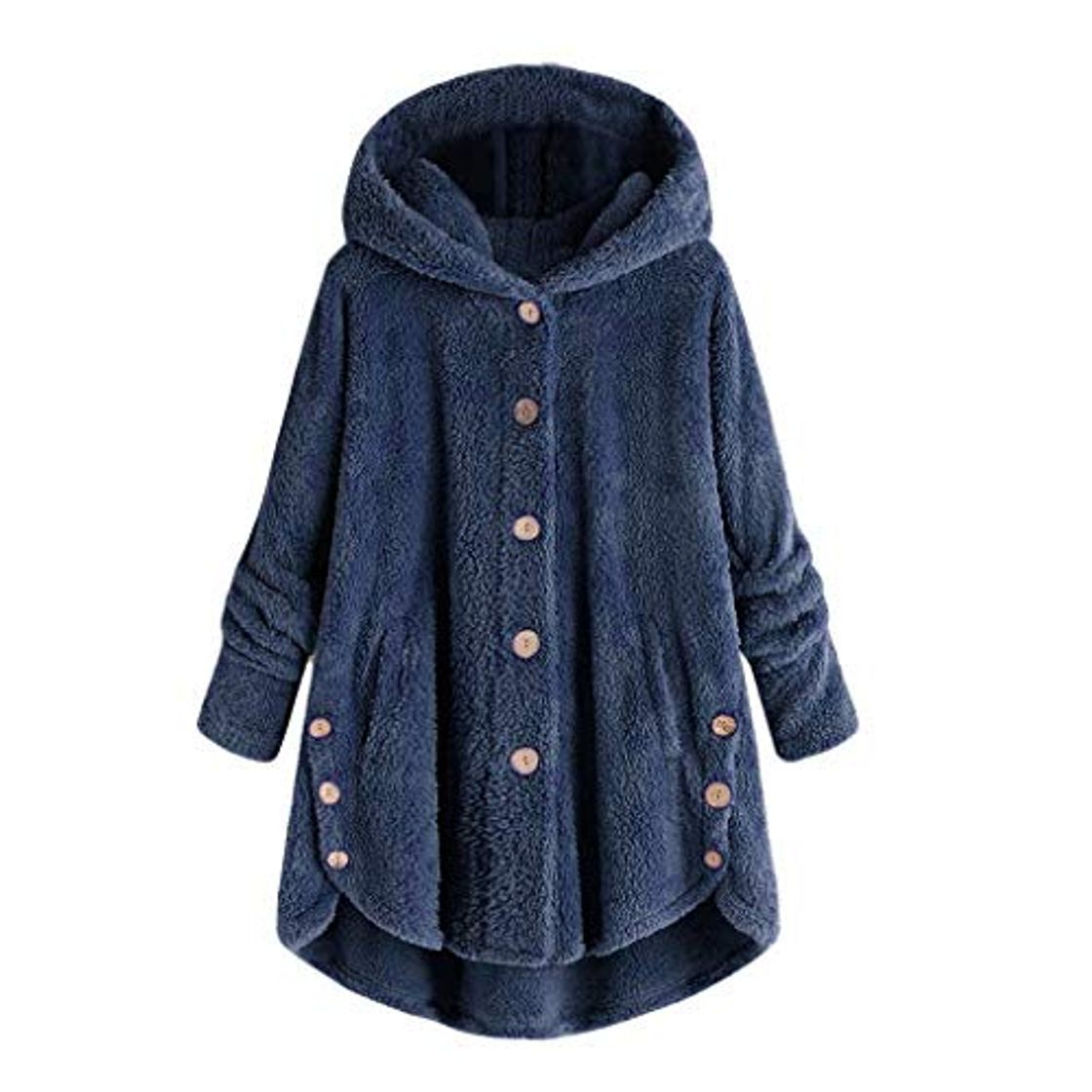 Moda riou Mujer Sudadera con Capucha para Mujer tamaño Grande suéter para Mujer otoño e Invierno Camisa de Manga Larga Chaqueta Caliente botón de Felpa Descuento