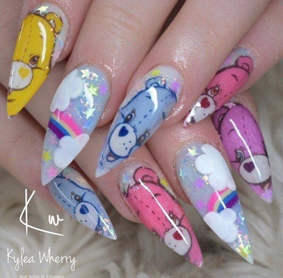 Moda stiletto care bears nails