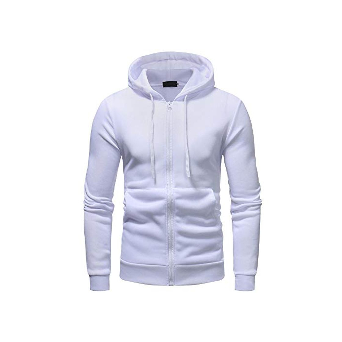 Moda Coooi Sudaderas Hombre Sudaderas con Capucha Hombres Hombres Manga Larga Sudadera con Capucha Sólida Sudaderas con Cremallera Hombres Negro Blanco Amarillo Talla Grande Moletom Masculino White M