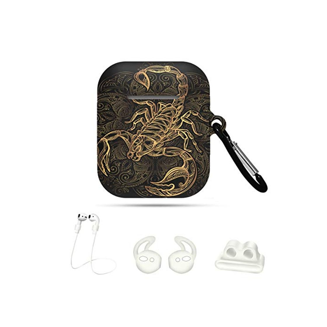 Productos Fun Airpods Case Scorpion Tattoo Ornate Gold Scorpion Image On Bl 5 In 1