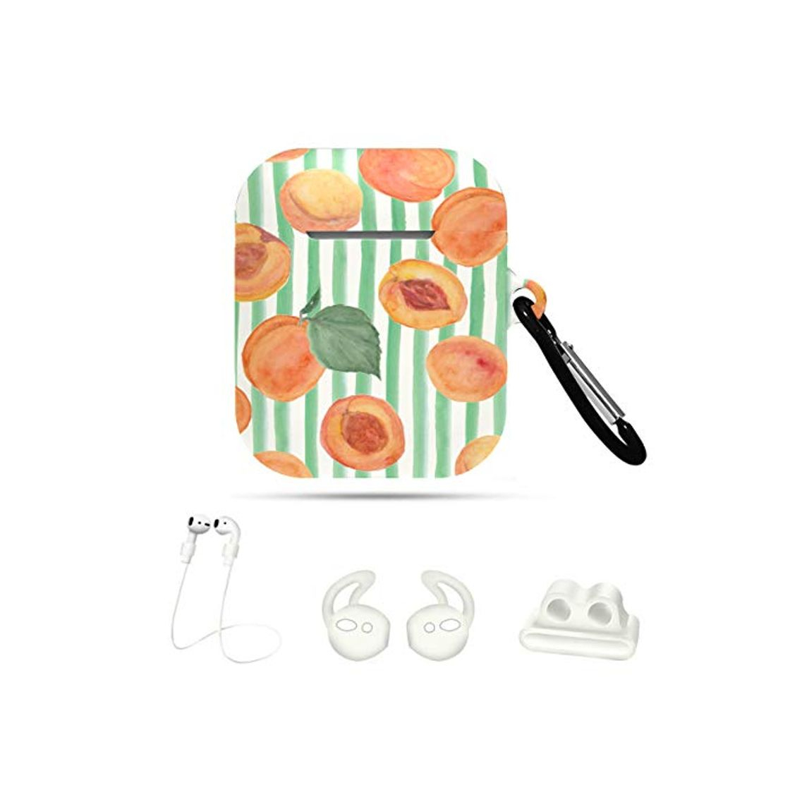 Producto Case Airpods Peach Geometric Fruit Design 5 In 1 Girls Airpod Case Cover Cover Airpods Case For Airpods